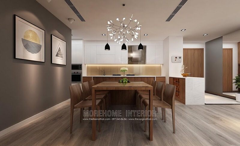 Bộ bàn ăn gỗ sồi đẹp với thiết kế đơn giản, tinh tế tạo điểm nhấn nổi bật cho căn phòng